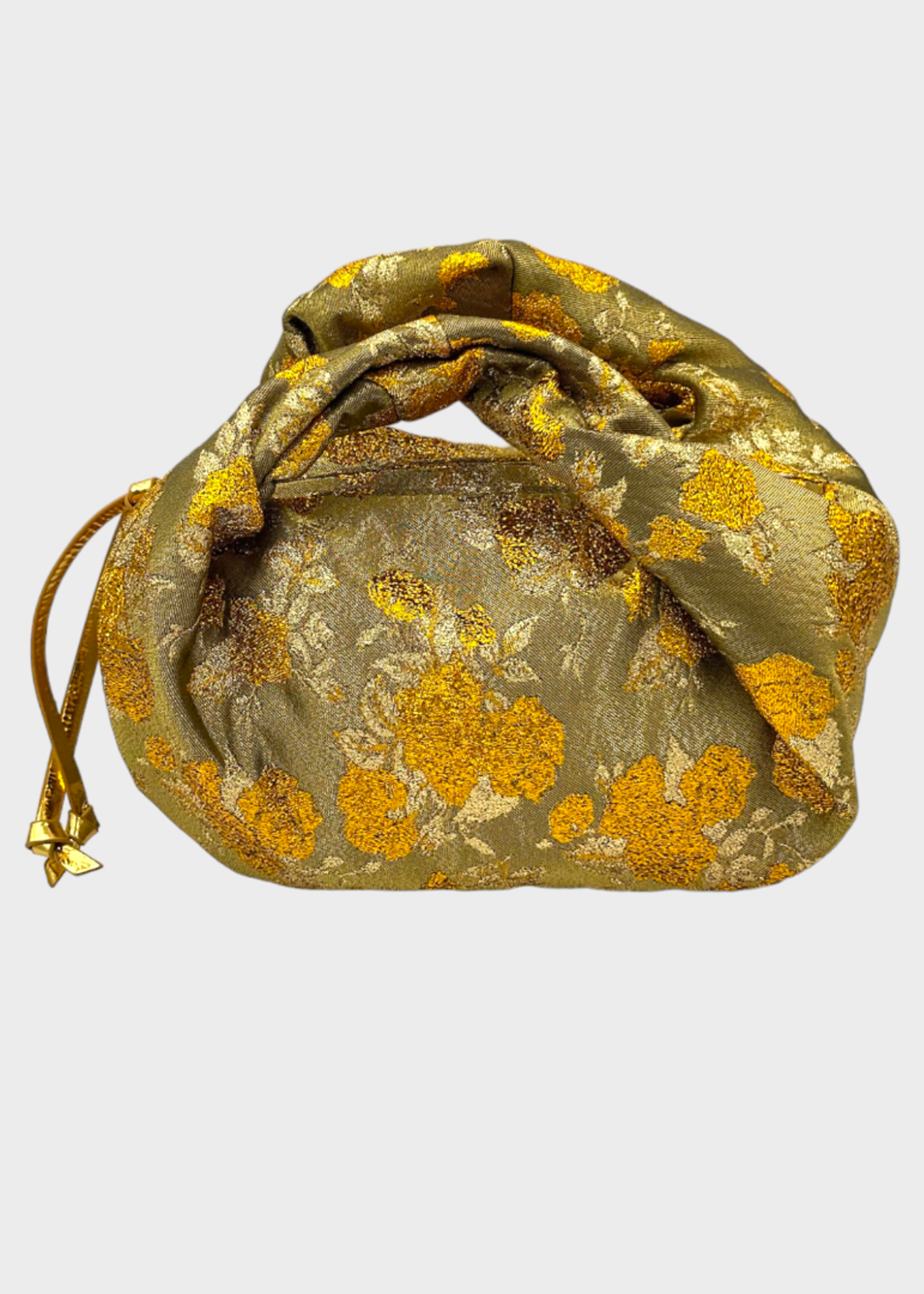 Dries Van Noten Dries Van Noten Bag, Gold, Jacquard Zipped Embroidered Hand Bag In Gold w/ Twisted Handle