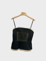 Dries Van Noten Dries Van Noten Top, Black, Ciao Bustier Top In Black w/ Gold Embroidery