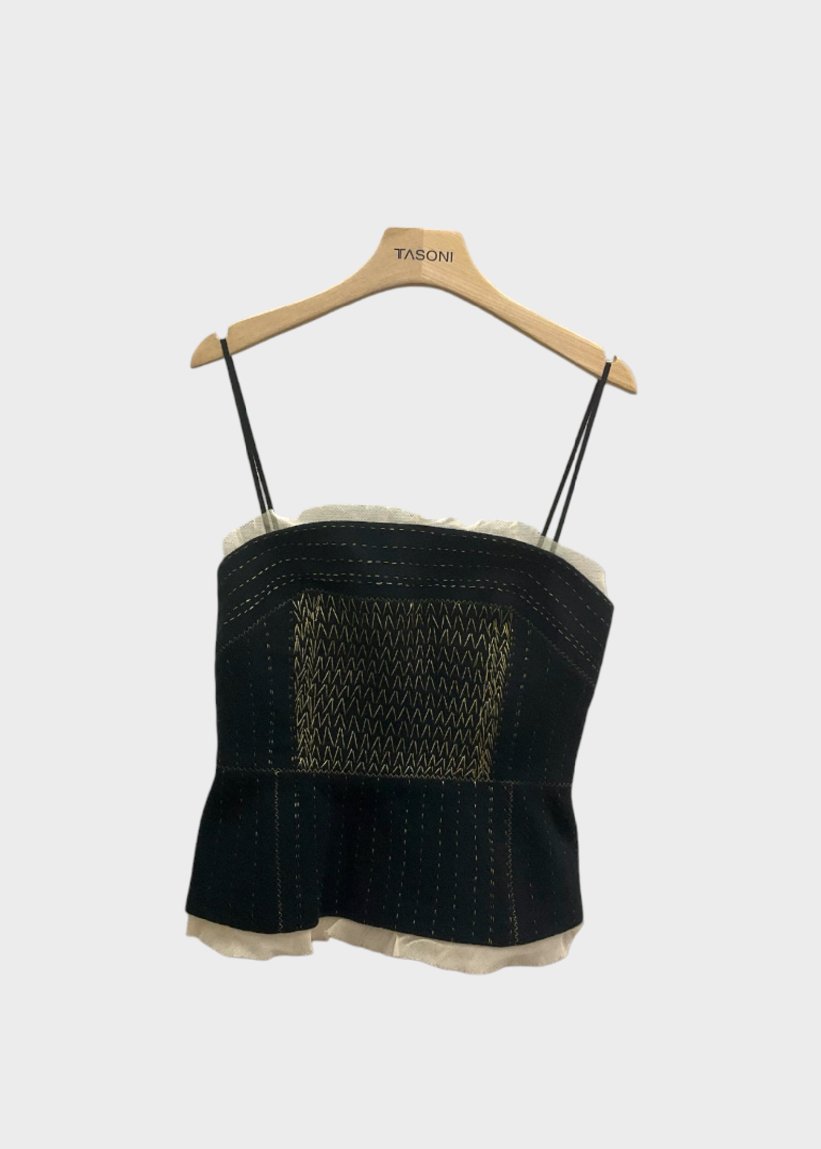 Dries Van Noten Dries Van Noten Top, Black, Ciao Bustier Top In Black w/ Gold Embroidery