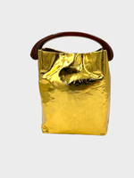 Dries Van Noten Dries Van Noten Bag, Gold, Crossbody Resin Top Handle Bag In Gold w/ Strap