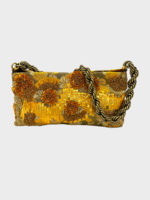 Dries Van Noten Dries Van Noten Bag, Gold, Zipped Embroidered Shoulder Bag In Gold w/ Twisted Chain Strap
