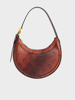 Marine Serre Marine Serre Bag, Red, Vegetable Tanned Increspato Leather Eclips Moon Shape Mini Cross Body Bag in Burgundy
