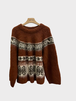 Bode Bode Knitwear, Multi, Alpaca & Wool Crew Neck Boxi Fit Nobska Sweater in Brown & Beige