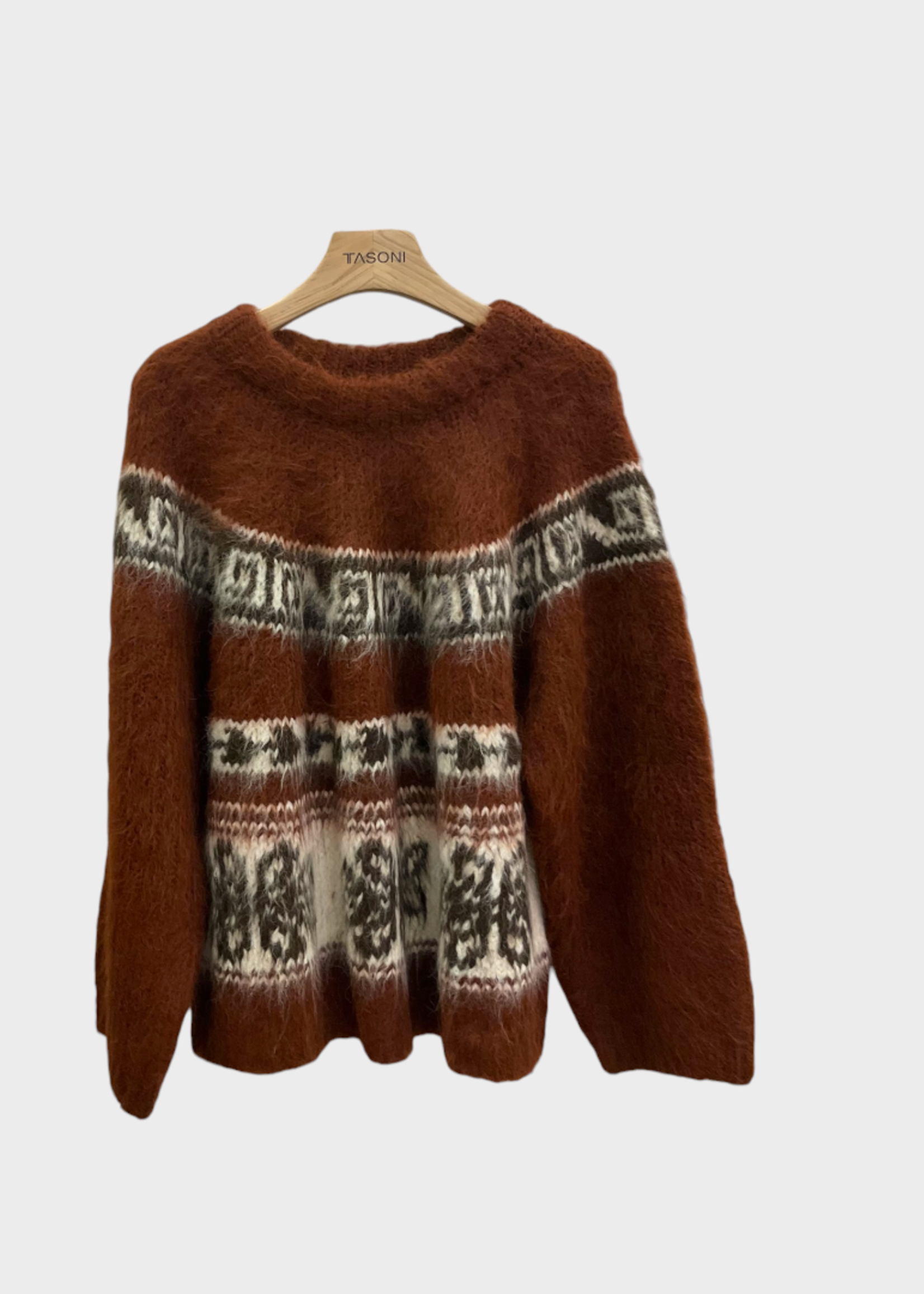 Bode Bode Knitwear, Multi, Alpaca & Wool Crew Neck Boxi Fit Nobska Sweater in Brown & Beige