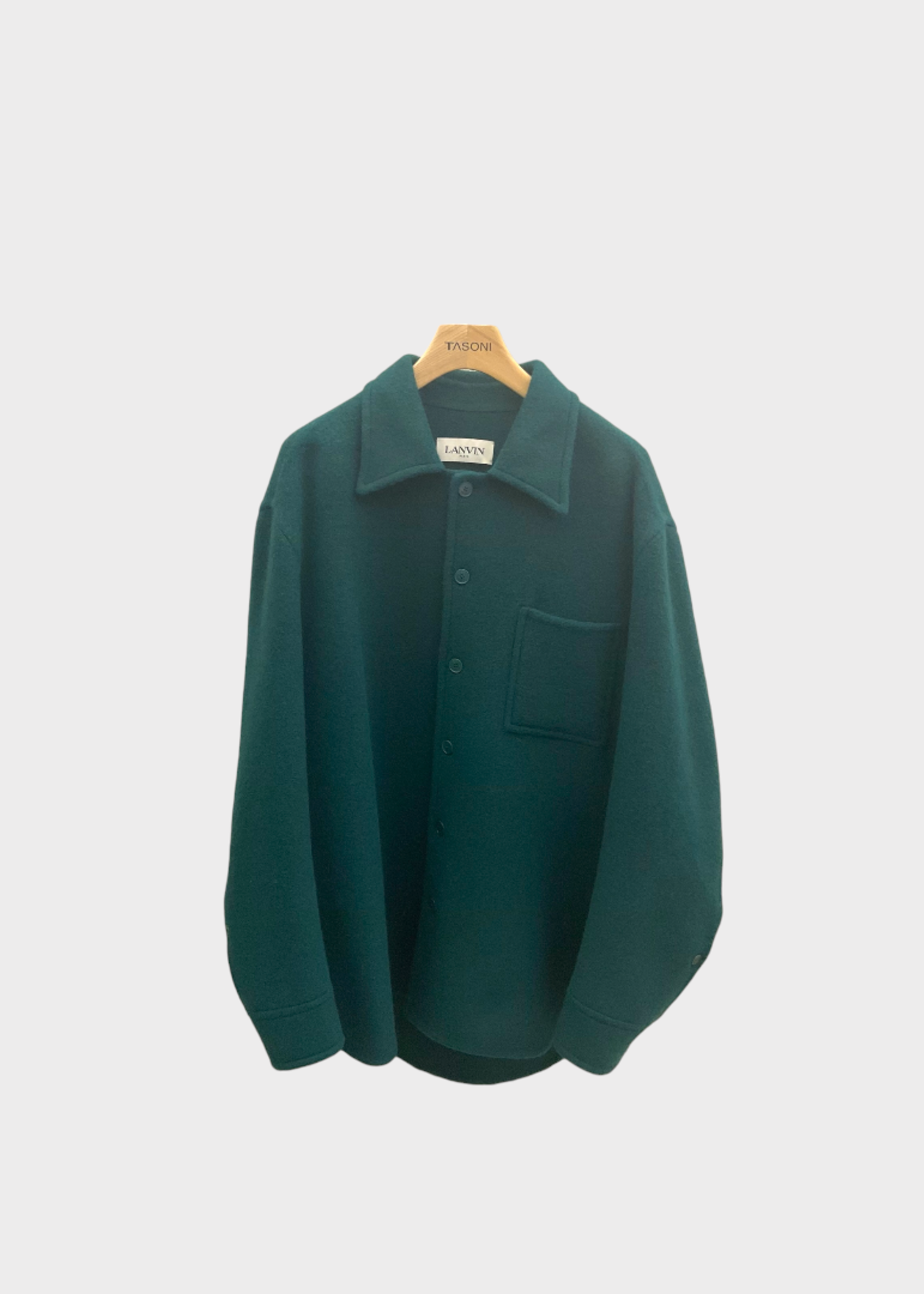 Lanvin Lanvin Shirt, Green, Wool & Mohair Twisted Cocoon Button Up Overshirt In Dragon