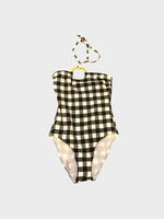 Eres Eres Swimwear, Multi, Sphere Bustier Checked One Piece Swimsuit In Black & White