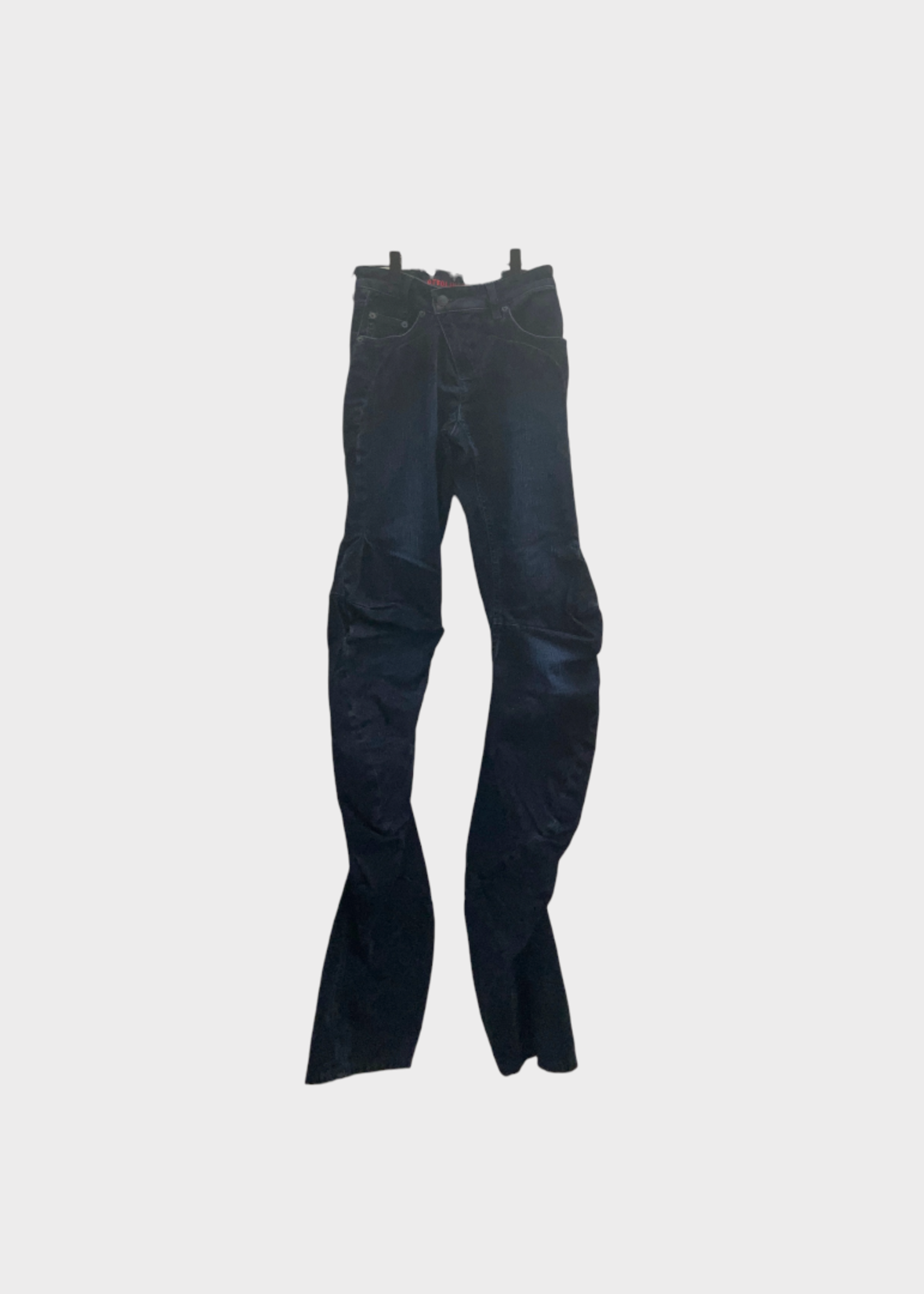 Ottolinger Ottolinger Trousers, Blue, Drape Velvet Denim Skinny Fit Pants In Midnight Blue