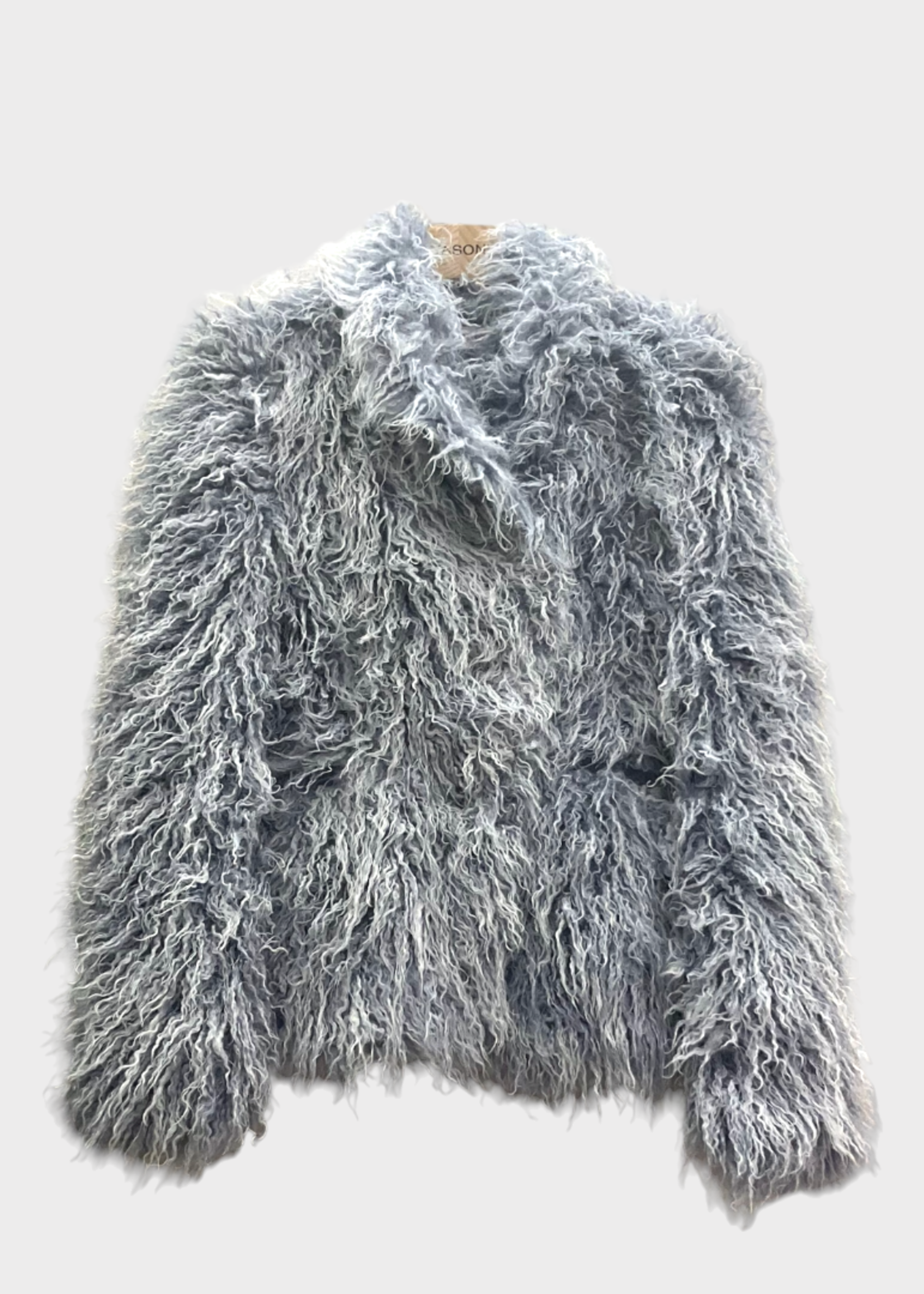 Ottolinger Ottolinger Jacket, Blue, Furry High Neck Fitted Blazer In Sky Blue