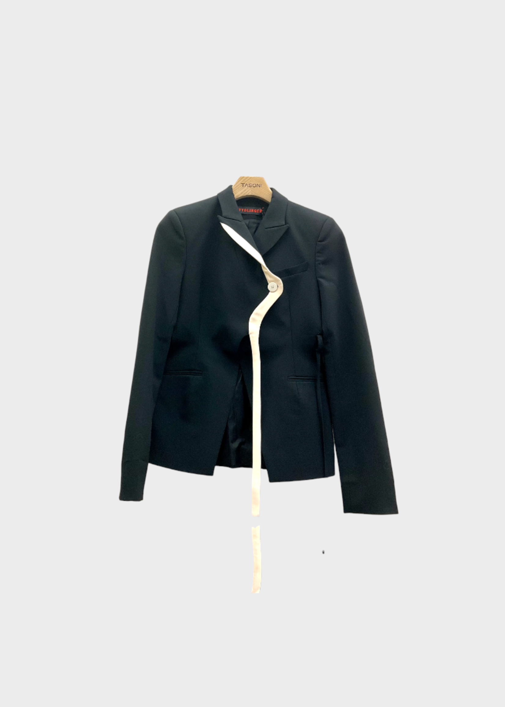 Ottolinger Ottolinger Jacket, Black, Asymmetric Fitted Contrast Blazer w/ White Lining