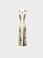 Loewe Loewe Dress, Print, Velvet Crew Neck Sleeveless Long Tube Dress in Grey & Multicolour w/ Digital Print