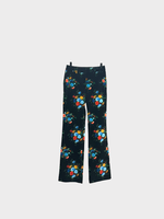 Rabanne Paco Rabanne Trousers, Print, Mid Rise Wide Leg In Manton Black w/ Flower Print
