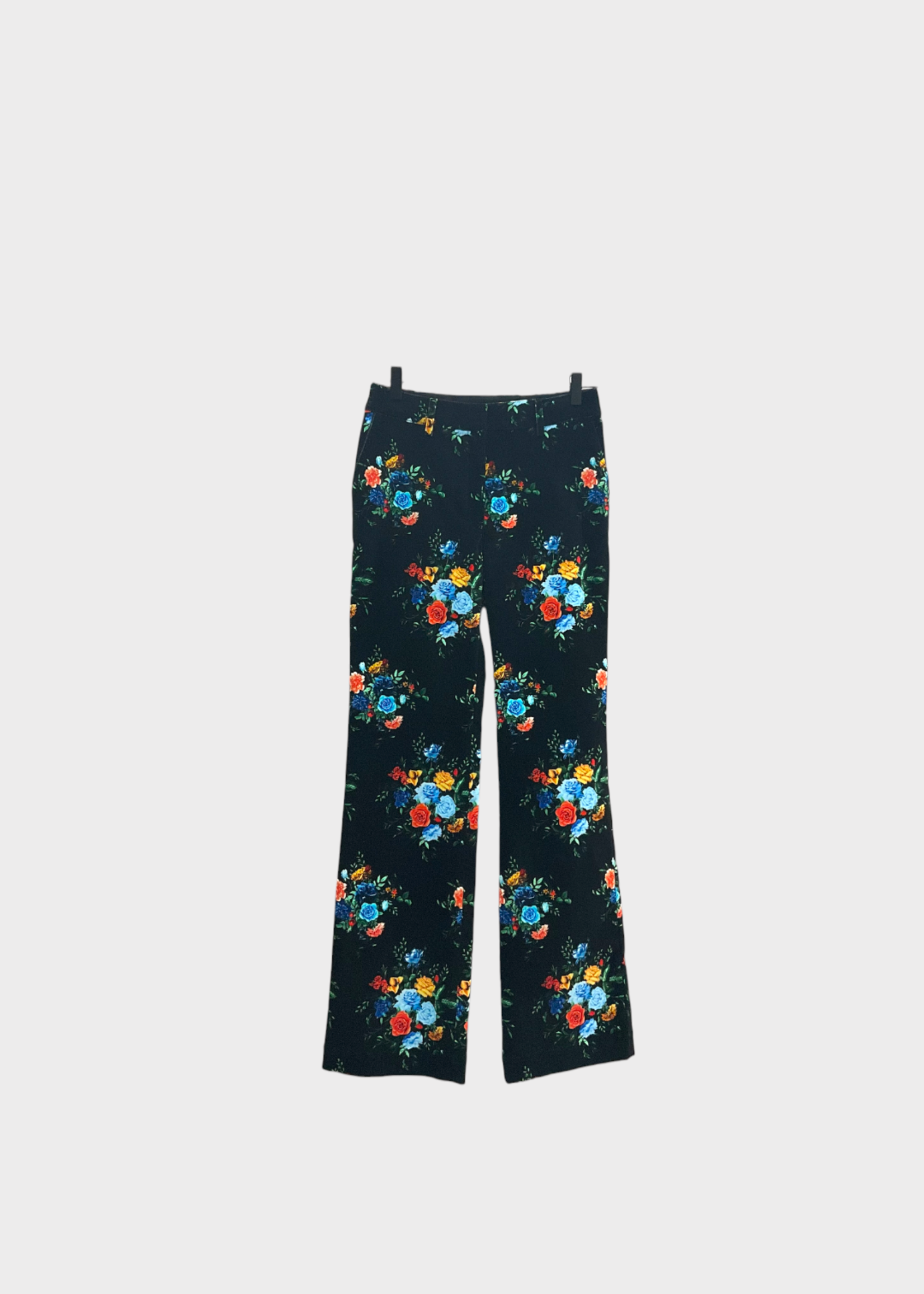 Rabanne Paco Rabanne Trousers, Print, Mid Rise Wide Leg In Manton Black w/ Flower Print