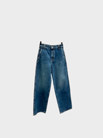 Khaite Khaite Jeans, Blue, Bacall Rigid Cotton Relaxed Fit Low Waist Denim Trousers In Archer