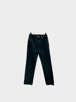 Khaite Khaite Jeans, Black, Abigail Rigid Cotton High Waist Straight Leg Cropped Denim Trousers in Prescott
