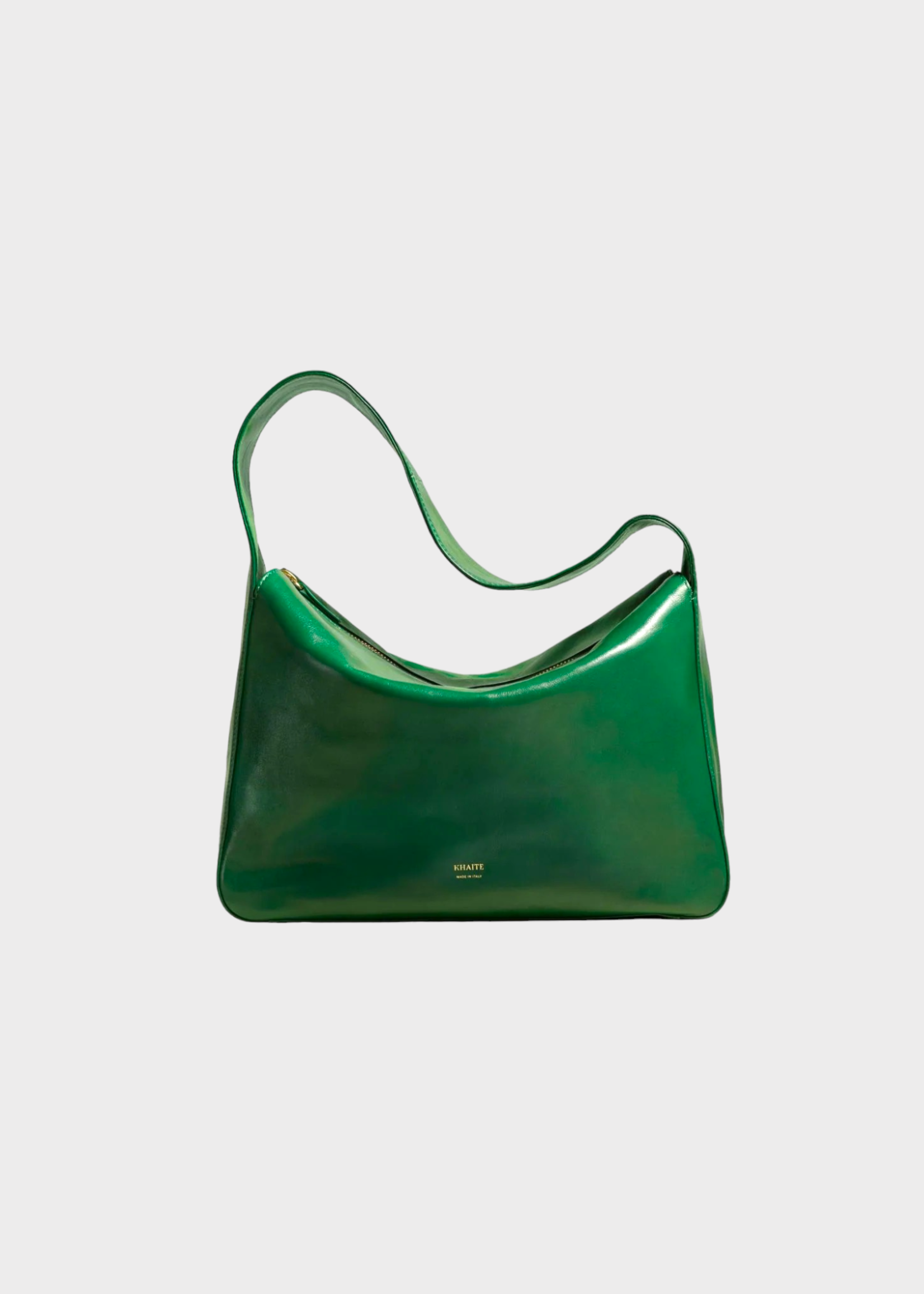 Khaite Khaite Bag, Green, Elena Calf Leather Vintage Zipped Up Shoulder Bag In Forest Green