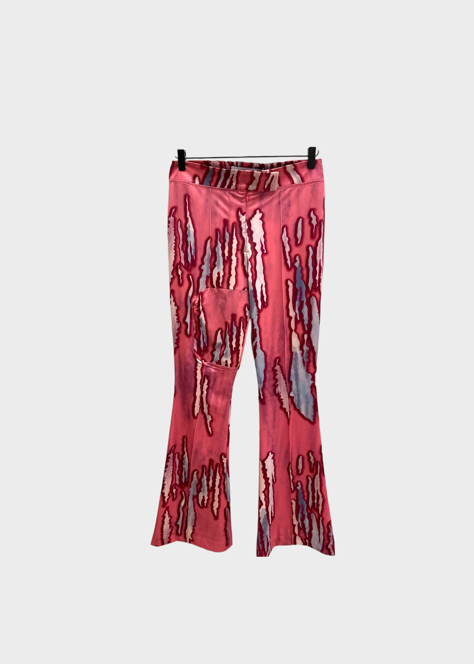 Conner Ives Conner Ives Trousers, Print, Spandex Bootcut Slim Fit Trouser in Pink Abstract Print