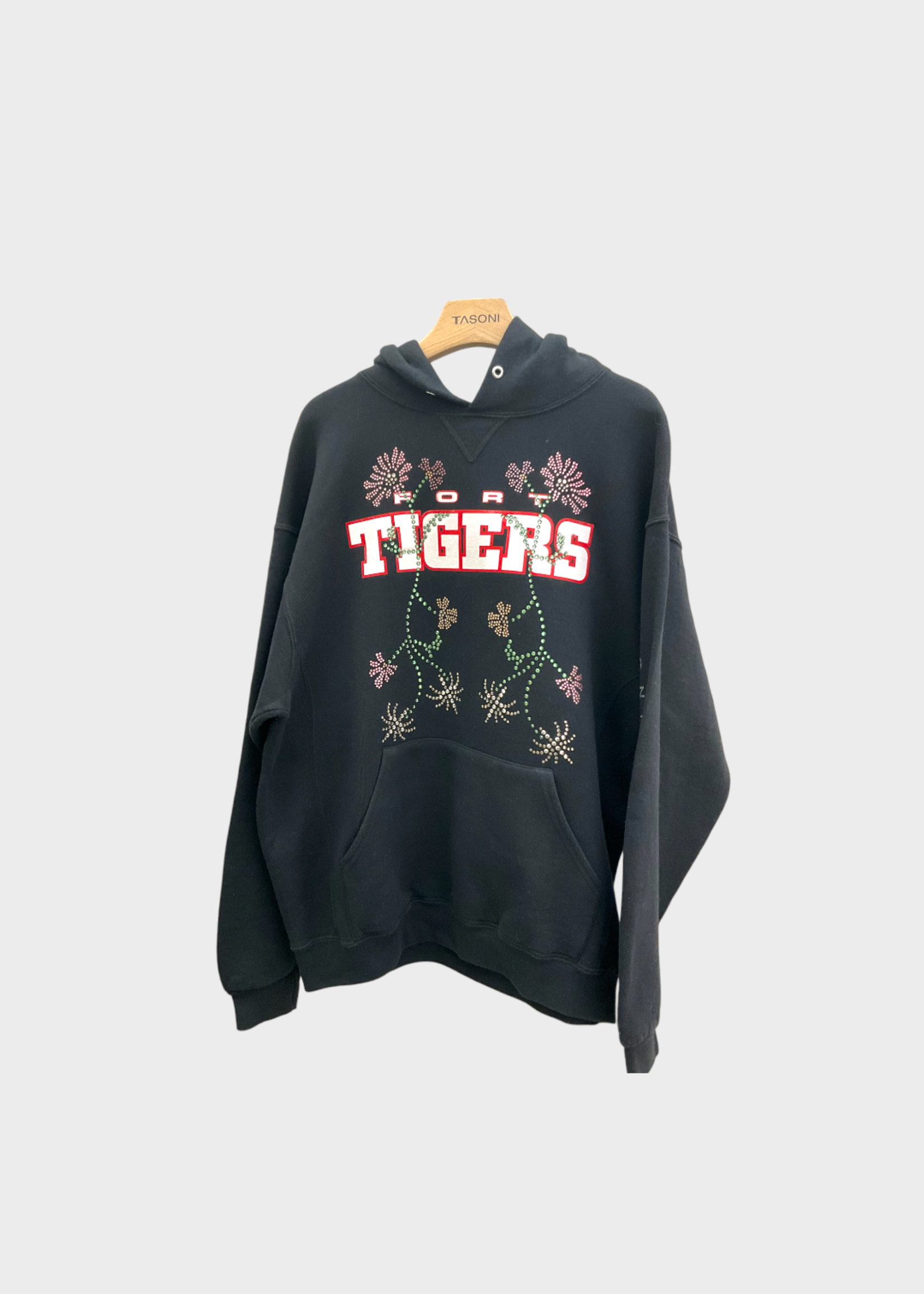 Conner Ives Conner Ives Sweatshirt, Black, Puma Reconstituted Floral Swarovski Crystal Hoodie w/ Kangaroo Pocket