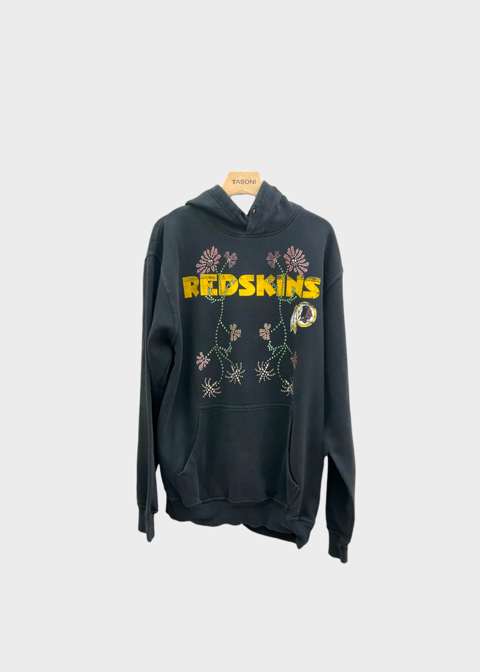 Conner Ives Conner Ives Sweatshirt, Black, Puma Reconstituted Floral Swarovski Crystal Hoodie w/ Kangaroo Pocket