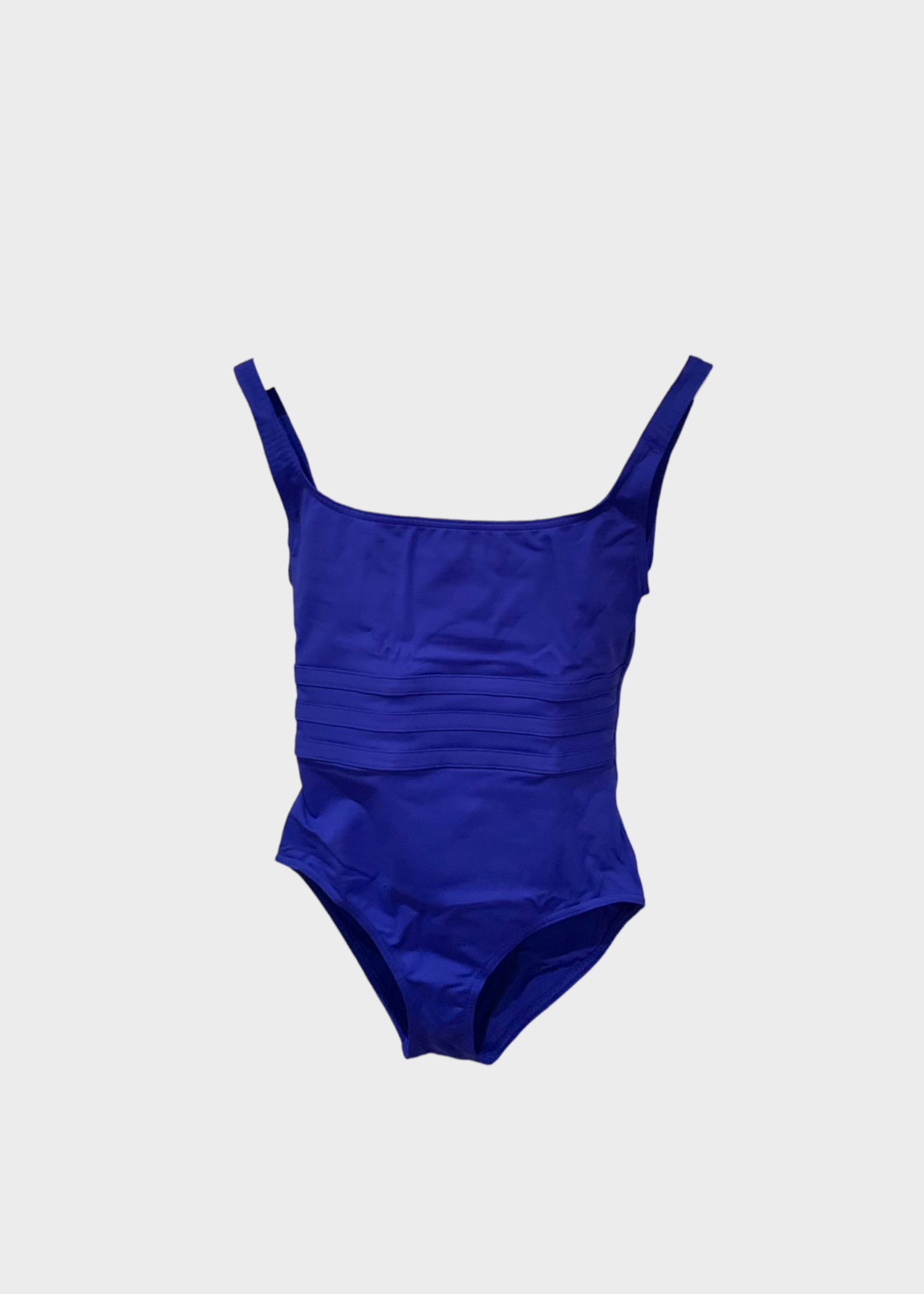 Eres Eres Swimwear, Blue, Asia Round Neck Waist Stripes One Piece Swimsuit In Indigo