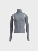 Khaite Khaite Top, Grey, Marlowe Merino Wool Turtle Neck Cut Out Top In Sterling w/ Open Back