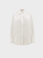 Valentino Valentino Shirt, White, Cotton Compact Pipeline Shirt