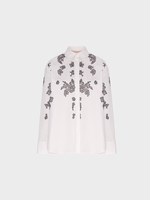 Valentino Valentino Shirt, Multi, Cotton Lace Embroidered Compact Pipeline Shirt in Black & White