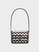Valentino Valentino Shoulder Bag, Multi, Sequinned Studded Zig Zag Pattern Bag in Black & White