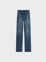 Celine Celine Jeans, Blue,  Kitty Cotton Denim High Waisted Relaxed Fit Straight Leg Jeans In Dark Union Wash