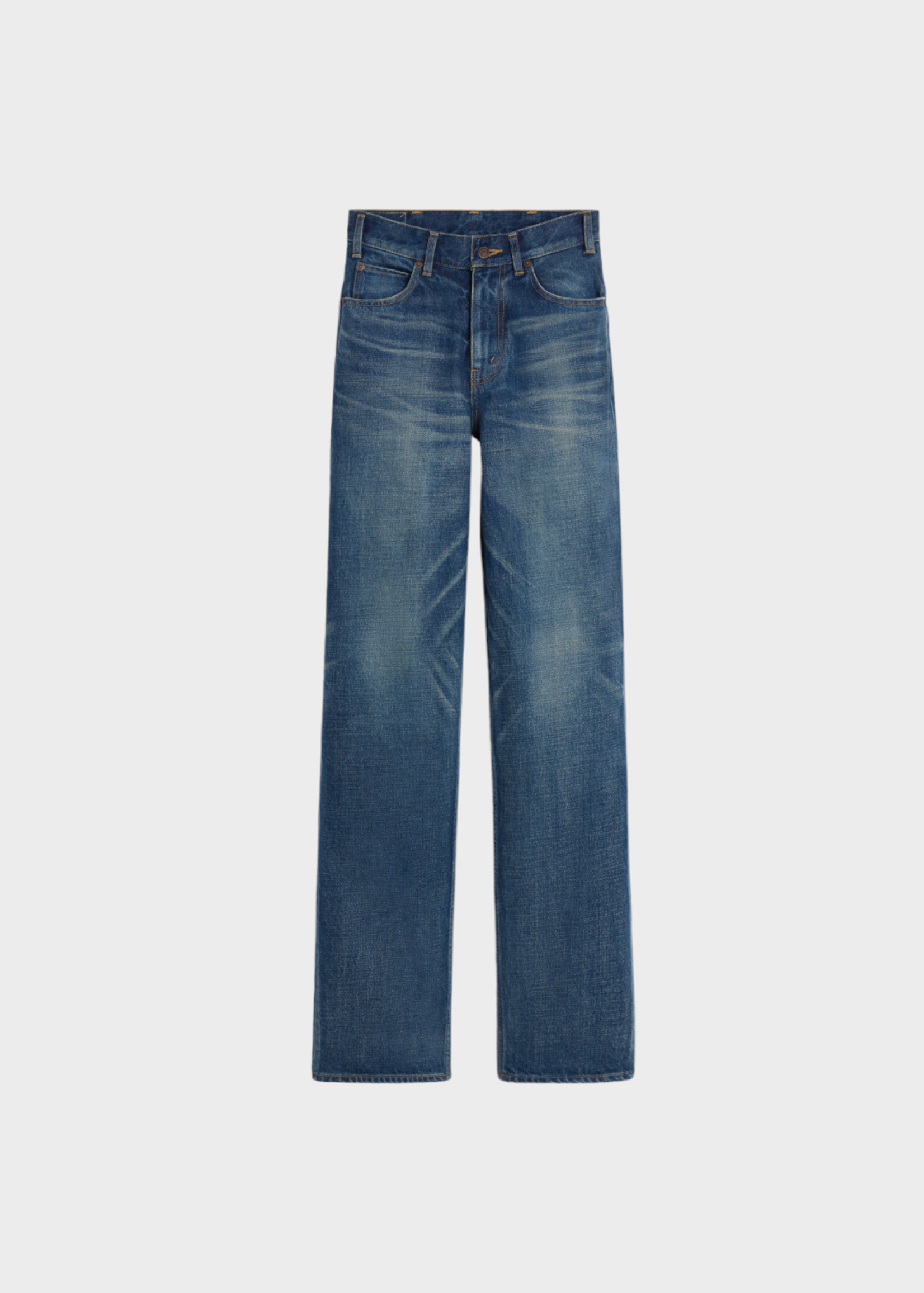 Celine Celine Jeans, Blue,  Kitty Cotton Denim High Waisted Relaxed Fit Straight Leg Jeans In Dark Union Wash