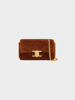 Celine Celine Bag, Brown, Triomphe Shearling Chain Claude Shoulder Bag In Fox Red