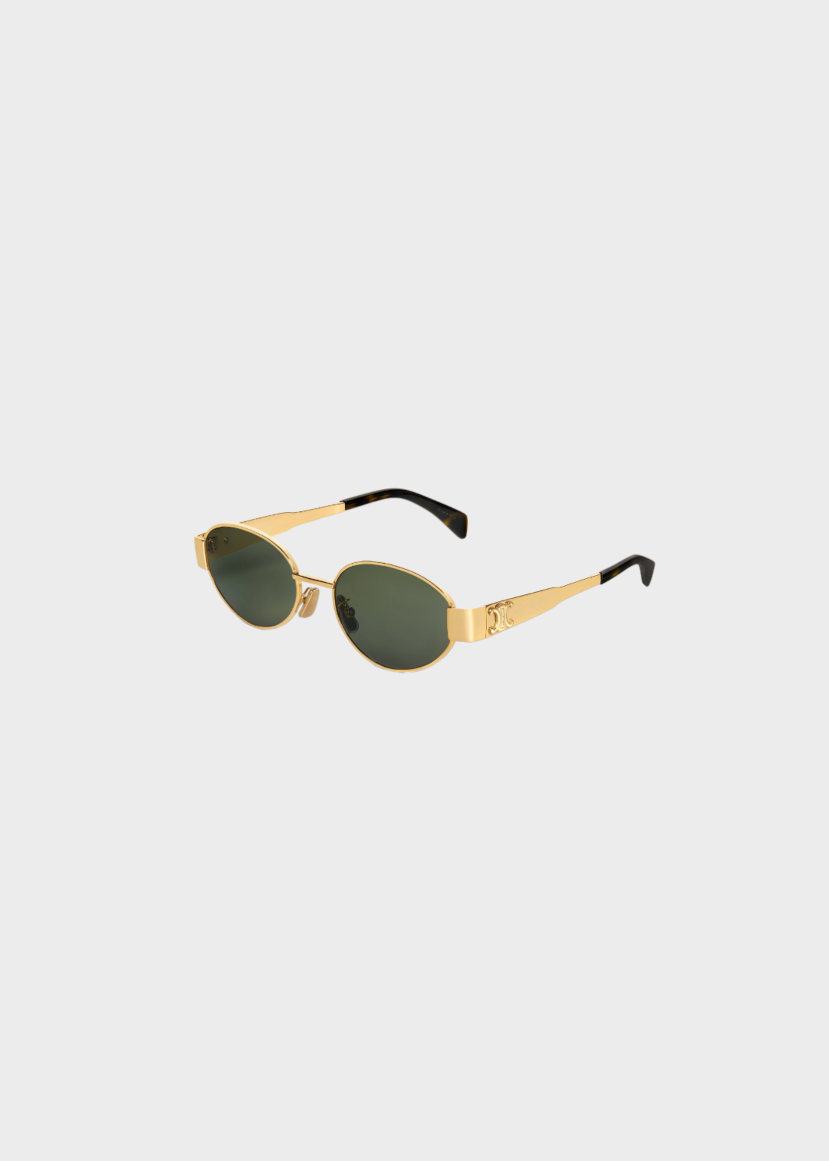 Celine Celine Sunglasses, Multi, Triomphe Metal Gold Frame Sunglasses / w Green Shades