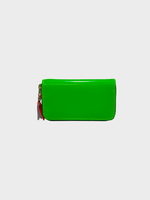 Comme des Garcons Play Comme des Garcons Play Wallet, Green, Carry Over Goat Leather Long Super Fluo Zip Closure Wallet