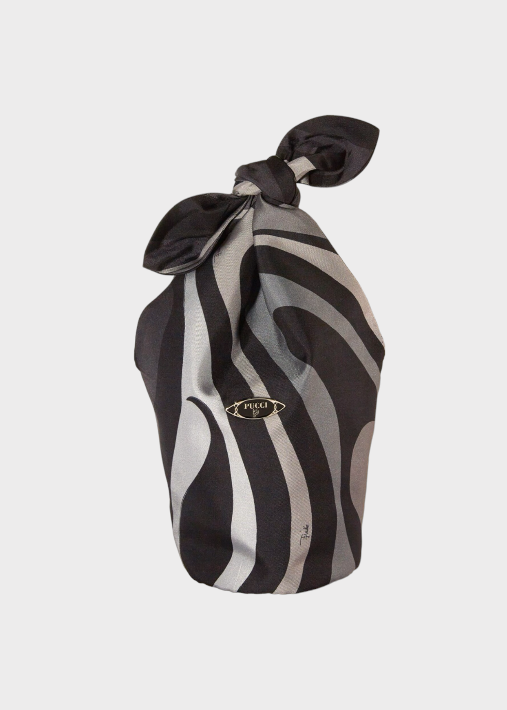 Emilio Pucci Emilio Pucci Bag, Print, Lido Silk Small Pouch in Grey & Black w/ Marble Print