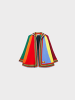 Emilio Pucci Emilio Pucci Jacket, Multi, Wool High Neck Collared Knitted Cape in Multicolour Blocks