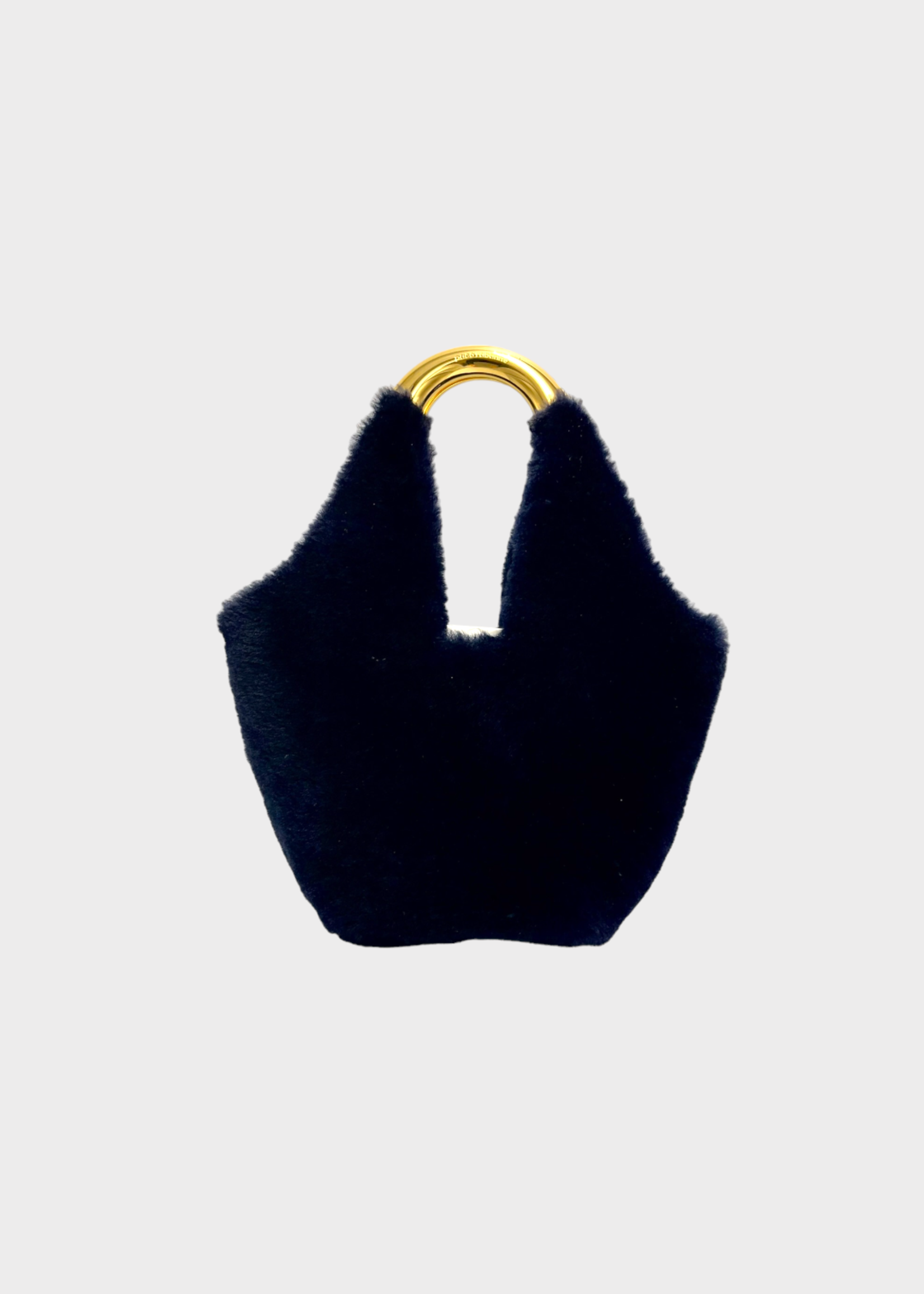 Rabanne Paco Rabanne Bag, Navy, Shearling Small Shoulder Bag In Midnight w/ Gold Handle