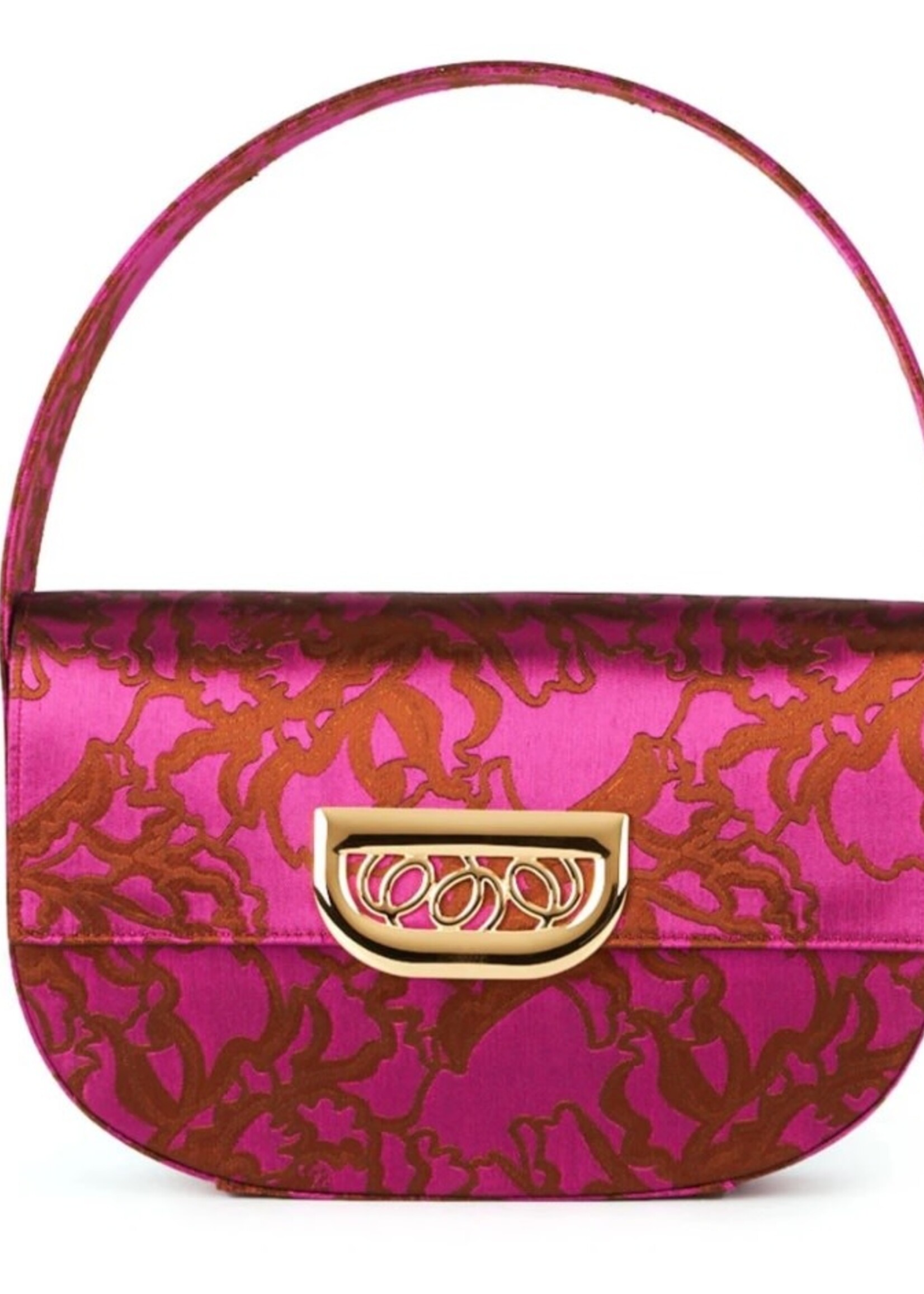 Destree Destree Bag, Multi, Martin Jewel Medium Jacquard Satin Shoulder Bag In Fuchsia & Brown