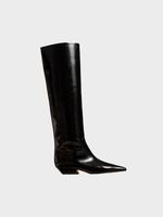 Khaite Khaite Boots, Black, Marfa Brushed Calf Leather Flat High Knee Boots