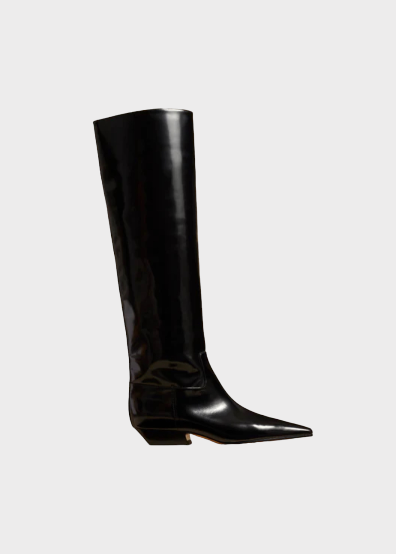 Khaite Khaite Boots, Black, Marfa Brushed Calf Leather Flat High Knee Boots