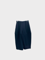 Comme des Garcons Comme des Garcons Trousers, Navy, Wool Oversized Mix Elasticated Waist Carrot Cropped Pants