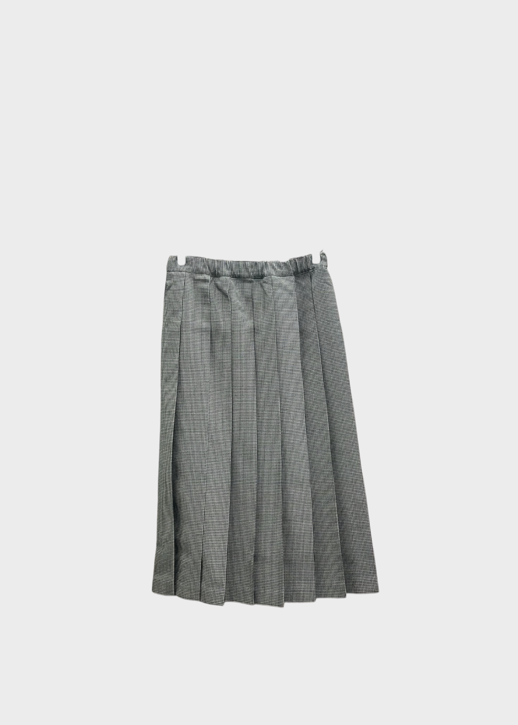 Comme des Garcons Comme des Garcons Skirt, Multi, Wool Jacquard Pleated Midi Houndstooth Skirt in White & Black