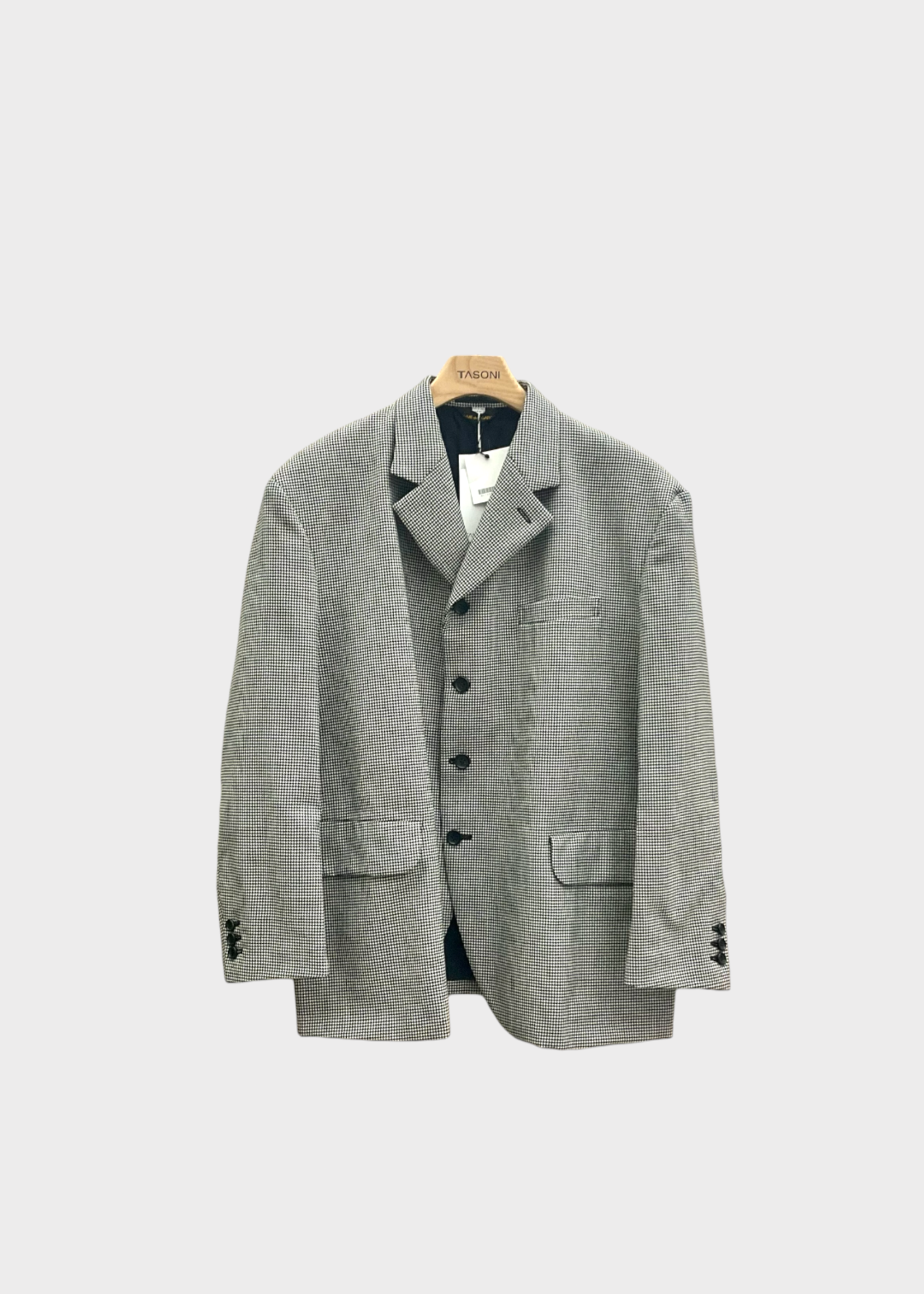 Comme des Garcons Comme des Garcons Jacket, Multi, Wool Oversized Single Breasted Button Up Houndstooth Blazer in White & Black
