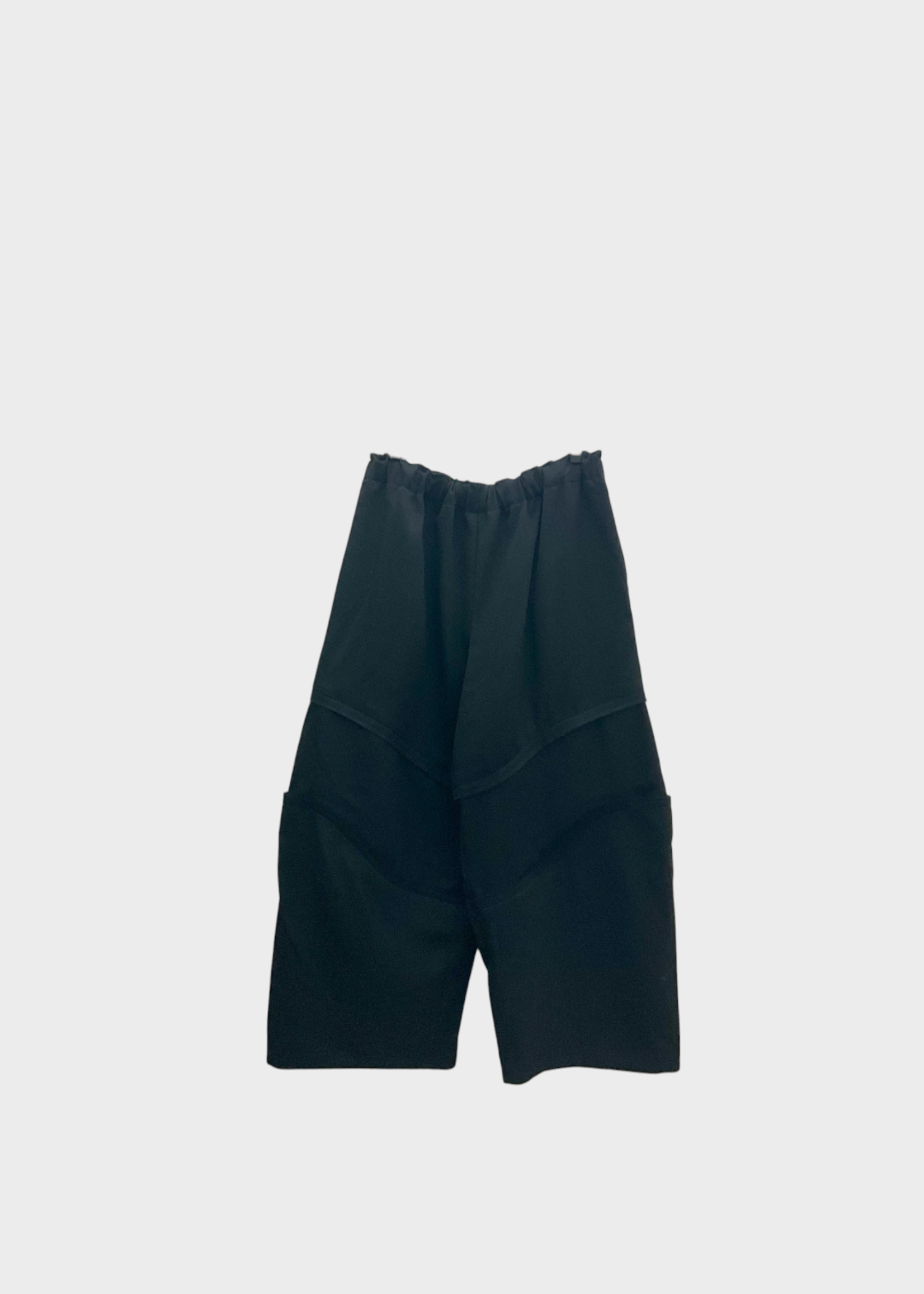 Comme des Garcons Comme des Garcons Trousers, Black, Wool Oversized Elasticated Waist Wide Leg Cropped