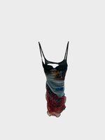 Mugler Mugler Dress, Multi, Sleeveless Slip Ruffled Mini Dress In Liquid Print