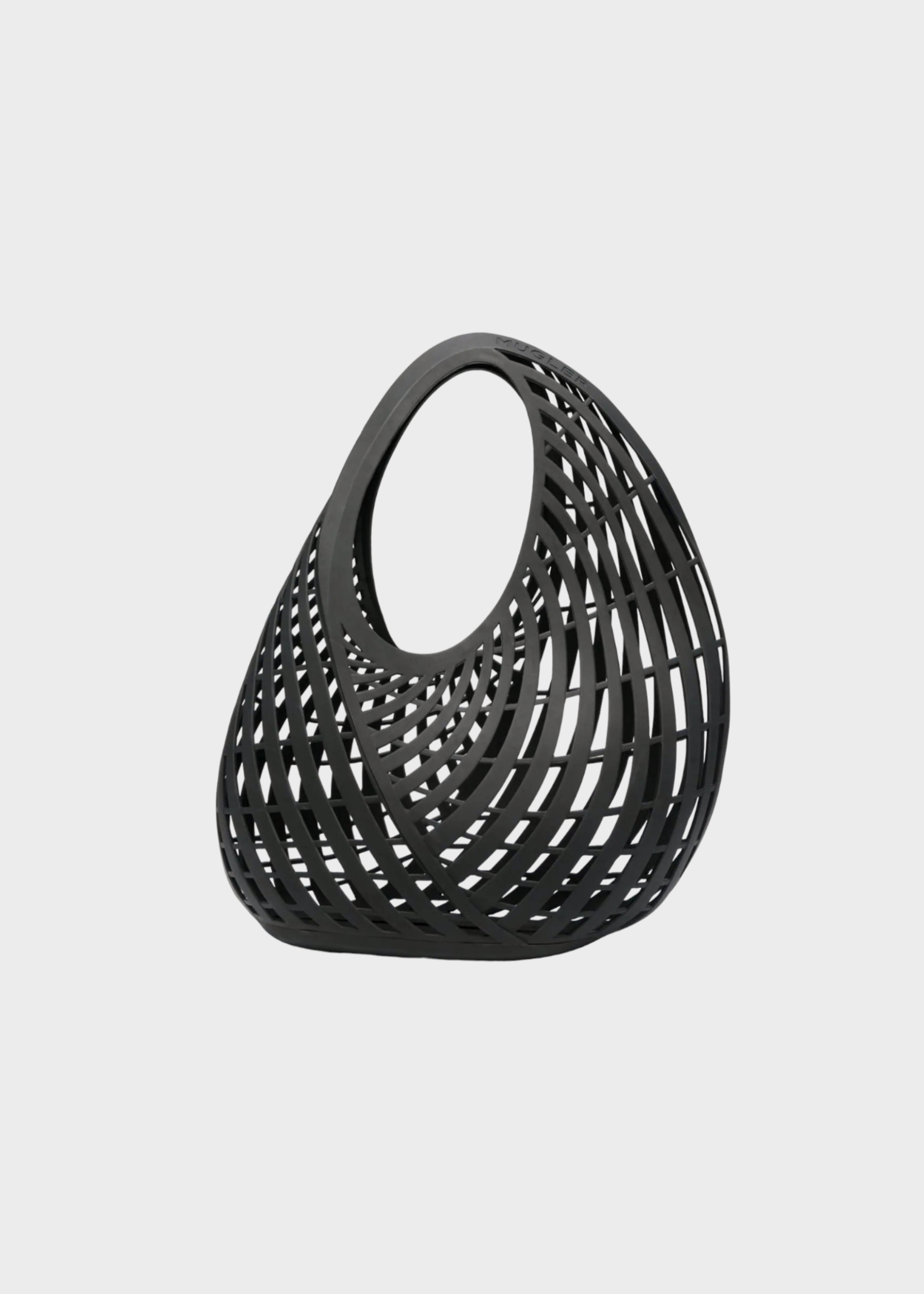 Mugler Mugler Bag, Black, Spiral Recycled Plastic Cut Out Large Top Handle Bag