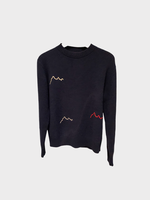 The Elder Statesman The Elder Statesman Knitwear, Navy, Cashmere Crew Neck Sweater in Navy w/ Chedi Triple Mountain Embroidery x TASONI Exclusive