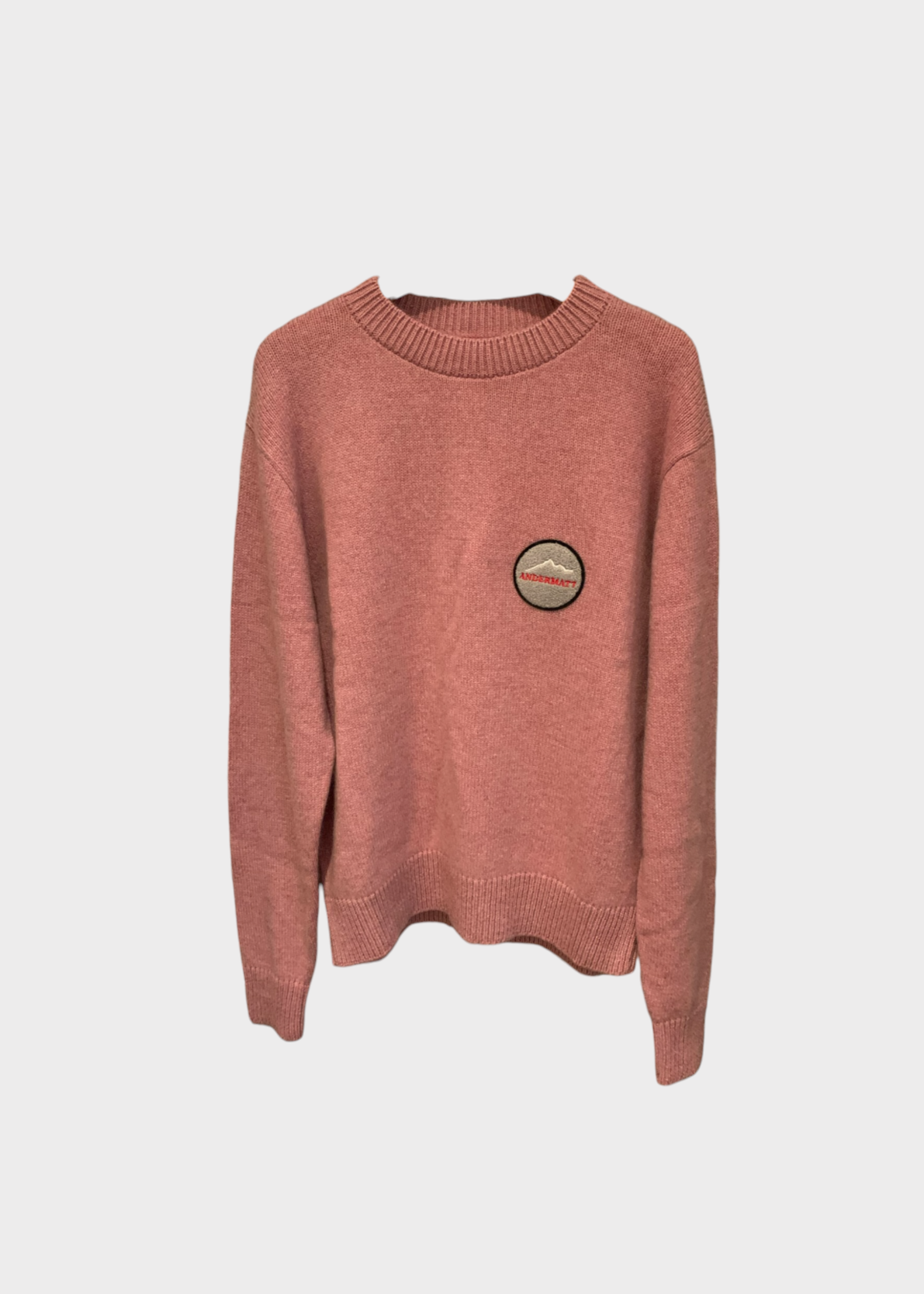 The Elder Statesman The Elder Statesman Knitwear, Pink, Cashmere Crew Neck Sweater in Rosette w/ Andermatt Patch x TASONI Exclusive