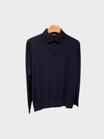 Loro Piana Loro Piana Knitwear, Blue, Virgin Wool Collared Long Sleeve Polo In Blue Lagoon