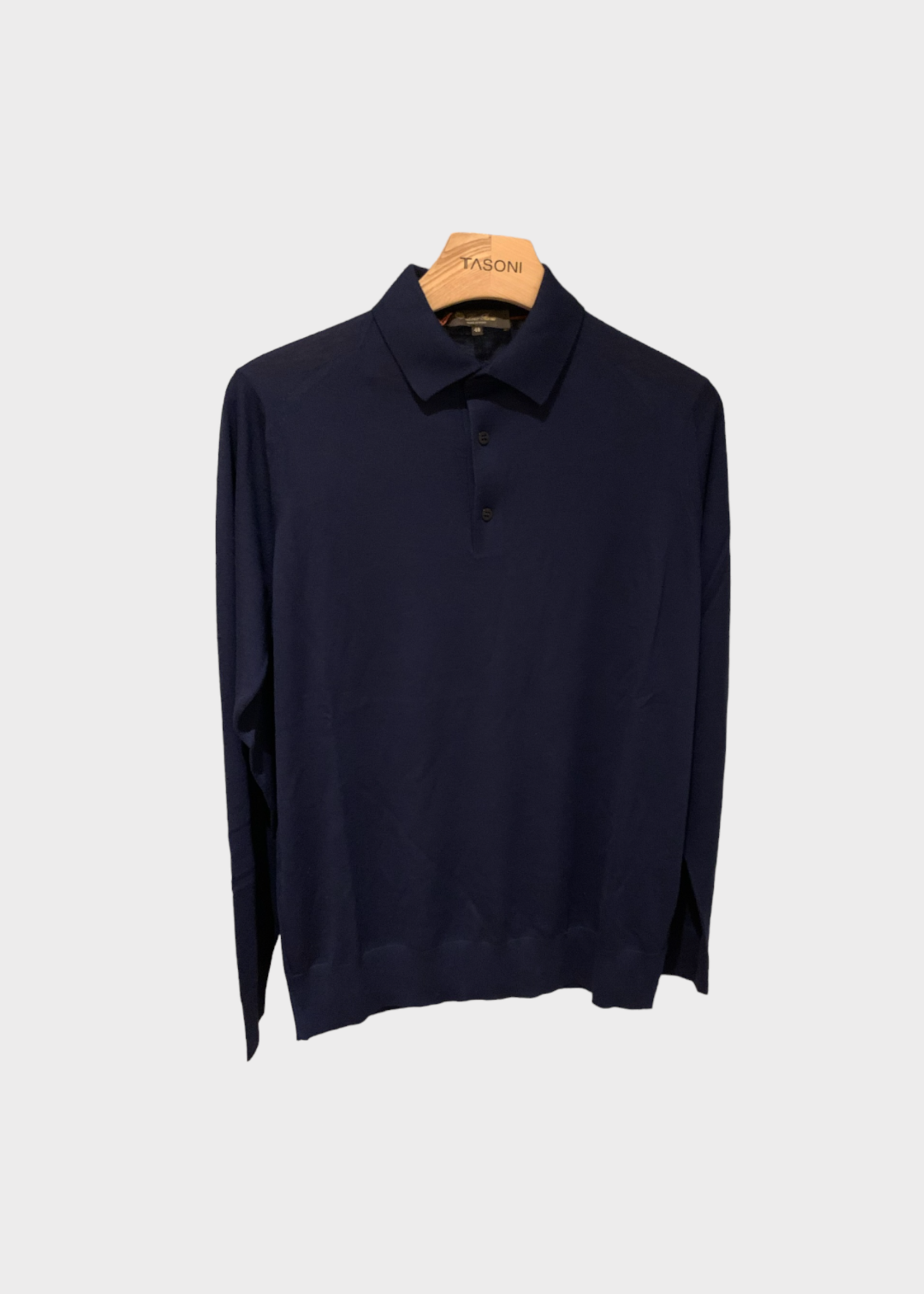 Loro Piana Loro Piana Knitwear, Blue, Virgin Wool Collared Long Sleeve Polo In Blue Lagoon