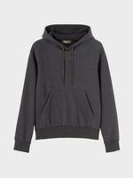 Loro Piana Loro Piana Sweatshirt, Grey, Pias Cotton Kangaroo Pocket Sweatshirt in Black & Grey Melange