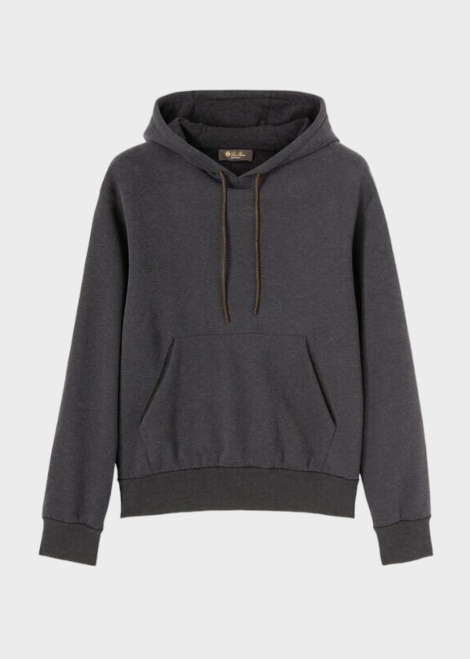 Loro Piana Loro Piana Sweatshirt, Grey, Pias Cotton Kangaroo Pocket Sweatshirt in Black & Grey Melange
